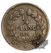 FRANCE-1834A-1/4 FRANC-TTB-SUP