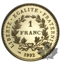 FRANCE-1992-1 FRANC-EPREUVE OR-PROOF