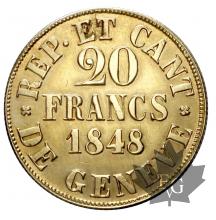 SUISSE-1848-20 FRANCS-GENEVE-FDC