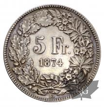 SUISSE-1874-5 Francs B. -TTB-SUP