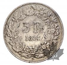 SUISSE-1874-5 Francs B. -q TTB