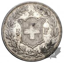 SUISSE-1891-5 Francs-TTB