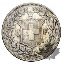 SUISSE-1892-5 Francs-TB-TTB