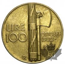 ITALIE-1923R-100 LIRE-VITTORIO EMANUELE III-SUP-