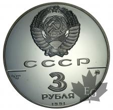 RUSSIE-1991m-3 ROUBLES-PROOF