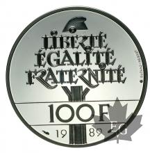 FRANCE-1989-100 FRANCS ARGENT-PROOF
