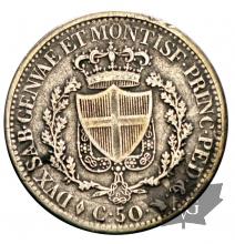 ITALIE-1825TO-50 Centimes- Charle Felix 