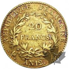 FRANCE-1803-AN12A-20 FRANCS-PREMIER CONSUL-TB-TTB