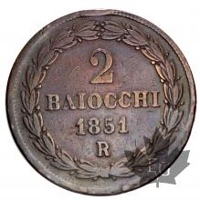 ETATS PONTIFICAUX-1851-PIO IX-2 BAIOCCHI-ROME-TB-TTB
