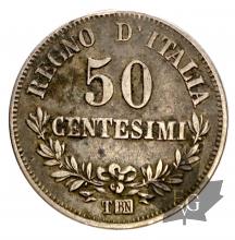 ITALIE-1863T-50 CENTIMES-VITTORIO EMANUELE II-TTB