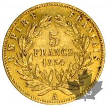 FRANCE-1854A-5 FRANCS-NAPOLÉON III-prSUP-TRANCHE CANNELÉE