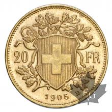 SUISSE-1905-20 FRANCS HELVETIA-SUP-FDC