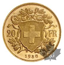 SUISSE-1930-20 FRANCS-HELVETIA-prFDC