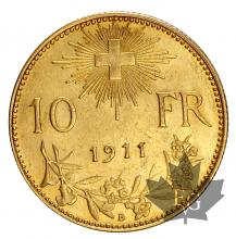 SUISSE-1911-10 FRANCS-HELVETIA-SUP