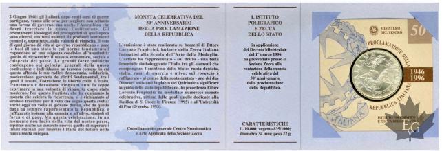 ITALIE-1996-10.000 LIRE-ARGENT-FDC