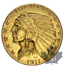 USA-1911-5 DOLLARS-INDIAN HEAD-SUP