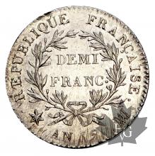 FRANCE-1804-AN12MA-1/2 FRANC-SUP-FDC