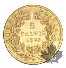 FRANCE-1865-5 FRANCS-TÊTE LAURÉE-TTB+
