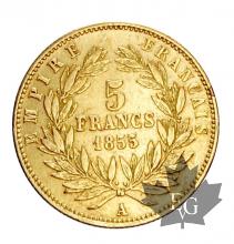 FRANCE-1855-5 FRANCS PETIT MODULE-TRANCHE CANNELÉE-TTB+