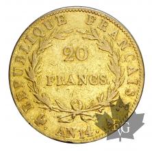 FRANCE-1805-AN14-20 FRANCS-NAPOLÉON EMPEREUR-TTB