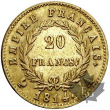 FRANCE-1814A-20 FRANCS-NAPOLÉON EMPEREUR-TTB-SUP