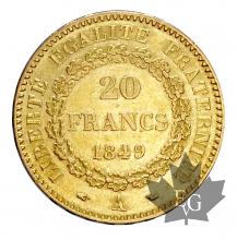 FRANCE-1849-20 FRANCS-GÉNIE-TTB