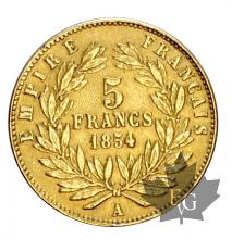 FRANCE-1854-5 FRANCS-PETIT MODULE-TRANCHE LISSE-TB-TTB