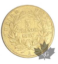 FRANCE-1854-5 FRANCS-PETIT MODULE-TRANCHE LISSE-TB