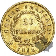 FRANCE-1812A-20 FRANCS-NAPOLÉON EMPEREUR-TTB-SUP
