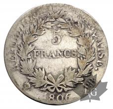 FRANCE-1806BB-5FRANCS-NAPOLÉON EMPEREUR-TB