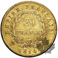 FRANCE-1814W-20 FRANCS-NAPOLÉON EMPEREUR-TTB-SUP