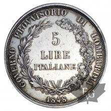 ITALIE-1848-5 LIRE-GOVERNO PROVVISORIO-prSUP
