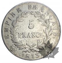 FRANCE-1813M-5 FRANCS-NAPOLÉON EMPEREUR-TB+