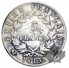 FRANCE-1813L-5 FRANCS-NAPOLÉON EMPEREUR-TTB