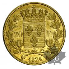 FRANCE-1821A-20 FRANCS-LOUIS XVIII-TTB+