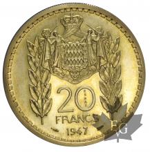 MONACO-1947-20 FRANCS-ESSAI LOUIS II-prFDC