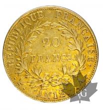 FRANCE-1803-AN12A-20 FRANCS-NAPOLEON EMPÉREUR-TTB