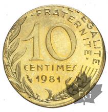 FRANCE-1981-10 CENTIMES-ERREUR DE FLAN-SUP+