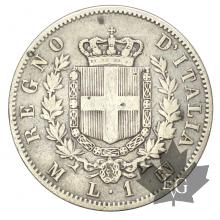 ITALIE-1867 M-1 LIRA-Vittorio Emanuele II-MILAN-TTB