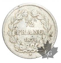 FRANCE-1834B-1/2 FRANC-LOUIS PHILIPPE-TB