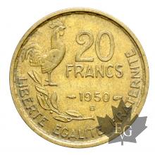 FRANCE-1950B-20 FRANCS- GUIRAUD-4 faucilles-TTB-SUP