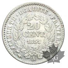FRANCE-1851A-20 CENT-II RÉPUBLIQUE-TTB-SUP