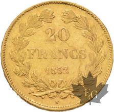 FRANCE-1832W-20 FRANCS-LOUIS PHILIPPE-LILLE-TTB+