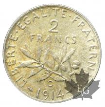 FRANCE-1914C-2 FRANCS SEMEUSE-CASTELSARRASIN-TTB