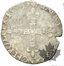 FRANCE-1581 H-ECU-HENRI III Roi de France et de Pologne-TTB