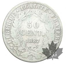 FRANCE-1887-50 CENT-III RÉPUBLIQUE-TB