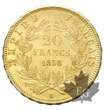 FRANCE-1858A-20 FRANCS-NAPOLEON III-PARIS-SUP-FDC