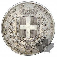 ITALIE-1859-5 LIRE-Vittorio Emanuele II-TB-TTB