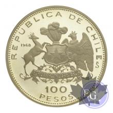 CHILE-1968-100 PESOS-PROOF