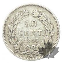 FRANCE-1846A-50-CENTIMES-LOUIS-PHILIPPE Ier-PARIS-TTB